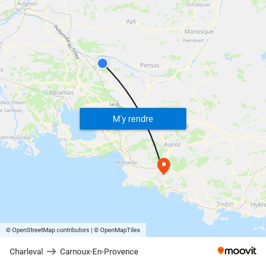 Charleval to Carnoux-En-Provence map