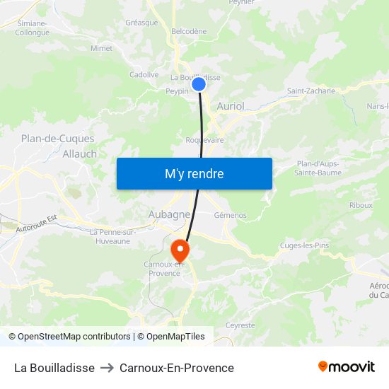 La Bouilladisse to Carnoux-En-Provence map