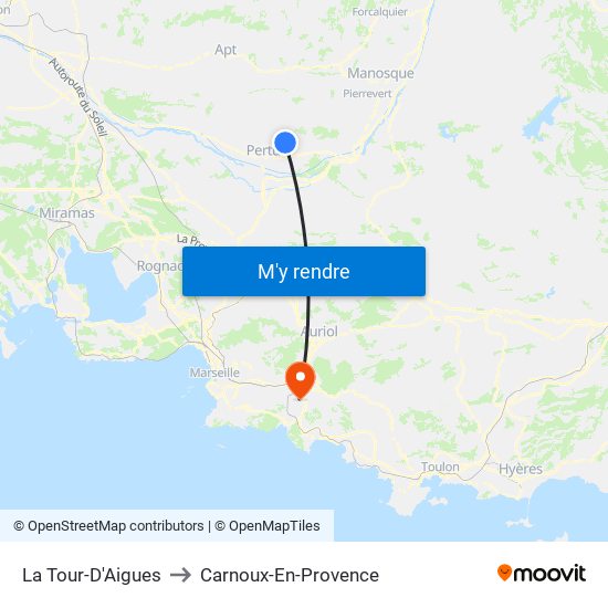La Tour-D'Aigues to Carnoux-En-Provence map