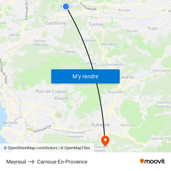 Meyreuil to Carnoux-En-Provence map