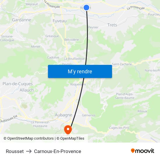 Rousset to Carnoux-En-Provence map