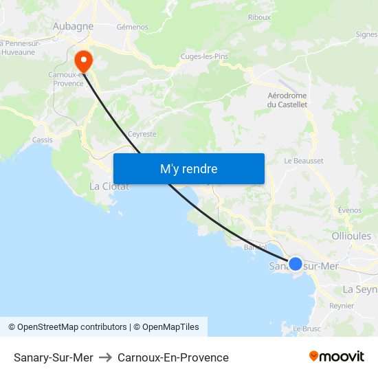 Sanary-Sur-Mer to Carnoux-En-Provence map