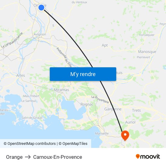 Orange to Carnoux-En-Provence map