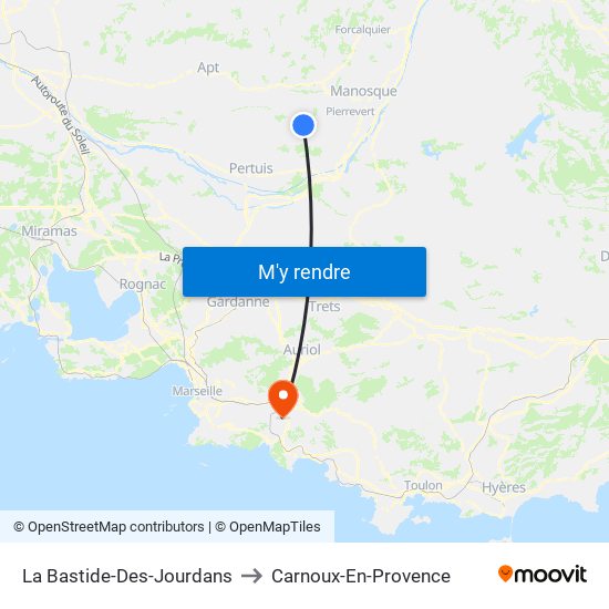 La Bastide-Des-Jourdans to Carnoux-En-Provence map