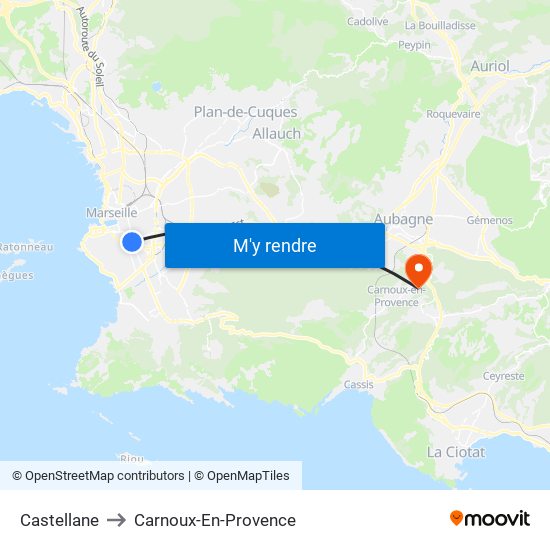 Castellane to Carnoux-En-Provence map