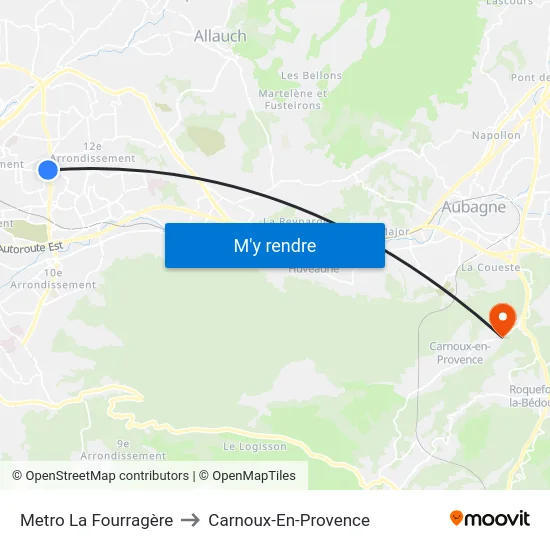 Metro La Fourragère to Carnoux-En-Provence map