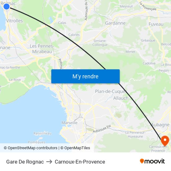 Gare De Rognac to Carnoux-En-Provence map