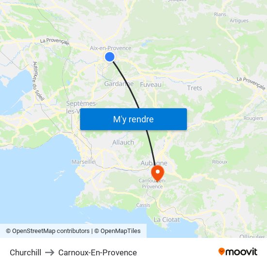 Churchill to Carnoux-En-Provence map