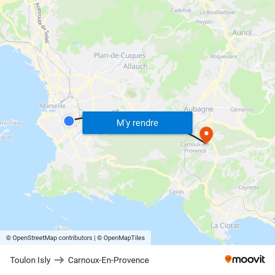 Toulon Isly to Carnoux-En-Provence map