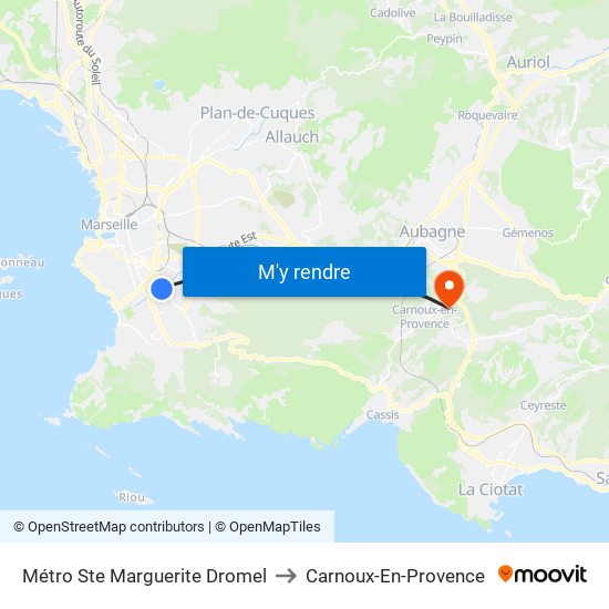 Métro Ste Marguerite Dromel to Carnoux-En-Provence map
