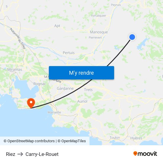 Riez to Carry-Le-Rouet map