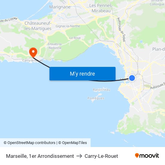 Marseille, 1er Arrondissement to Carry-Le-Rouet map