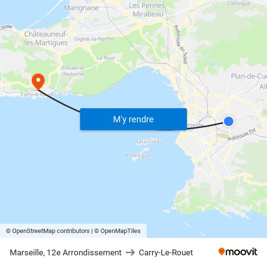 Marseille, 12e Arrondissement to Carry-Le-Rouet map