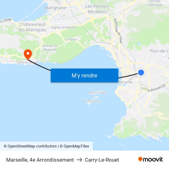 Marseille, 4e Arrondissement to Carry-Le-Rouet map