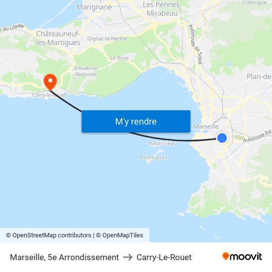 Marseille, 5e Arrondissement to Carry-Le-Rouet map