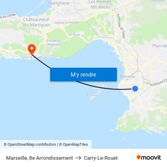 Marseille, 8e Arrondissement to Carry-Le-Rouet map