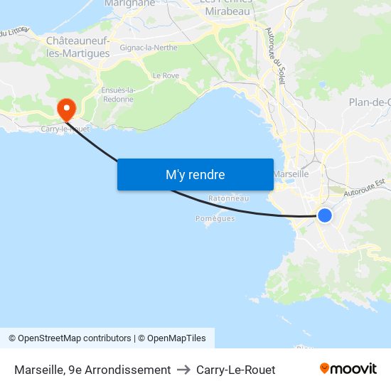 Marseille, 9e Arrondissement to Carry-Le-Rouet map
