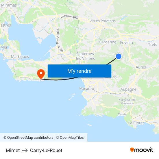 Mimet to Carry-Le-Rouet map