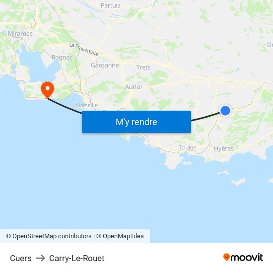 Cuers to Carry-Le-Rouet map