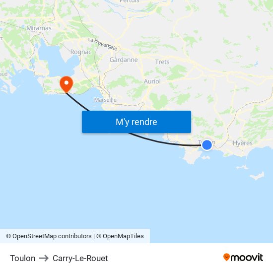 Toulon to Carry-Le-Rouet map
