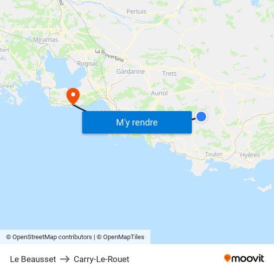 Le Beausset to Carry-Le-Rouet map