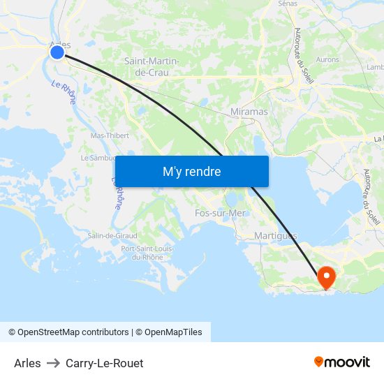 Arles to Carry-Le-Rouet map