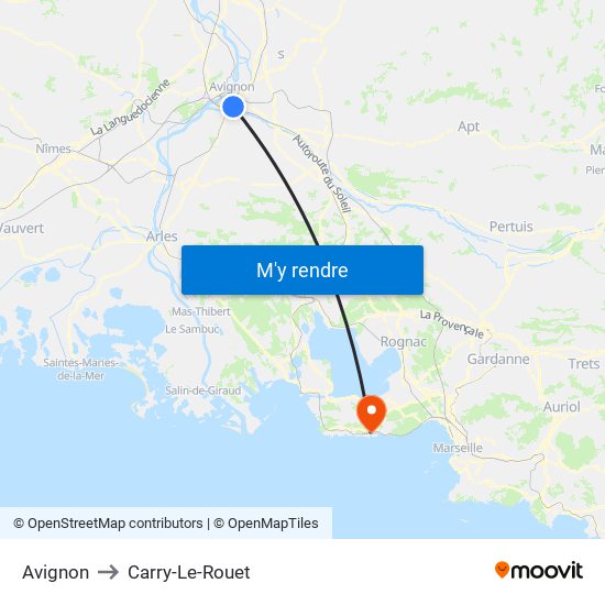 Avignon to Carry-Le-Rouet map