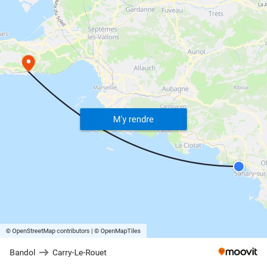 Bandol to Carry-Le-Rouet map