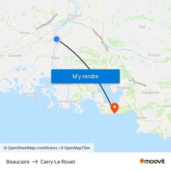 Beaucaire to Carry-Le-Rouet map
