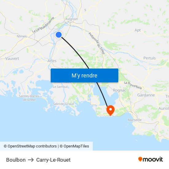 Boulbon to Carry-Le-Rouet map