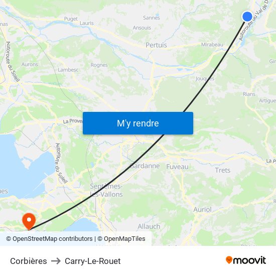 Corbières to Carry-Le-Rouet map