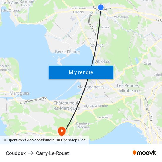 Coudoux to Carry-Le-Rouet map