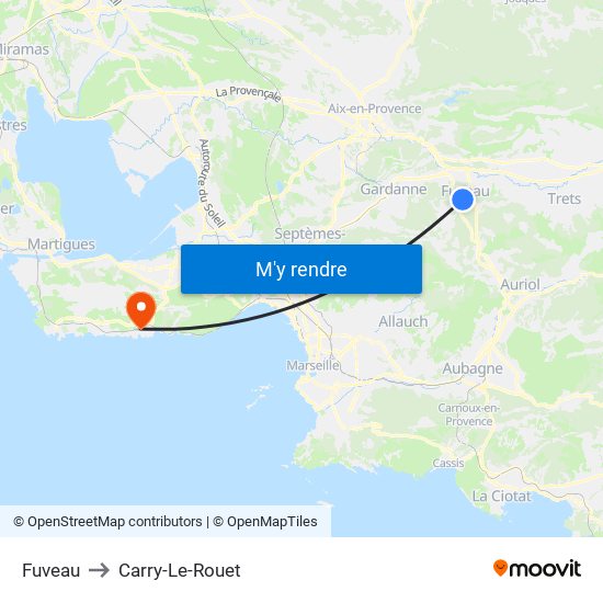 Fuveau to Carry-Le-Rouet map