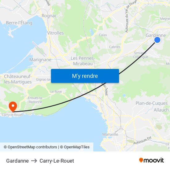 Gardanne to Carry-Le-Rouet map