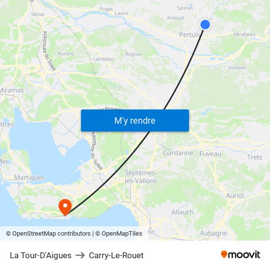 La Tour-D'Aigues to Carry-Le-Rouet map