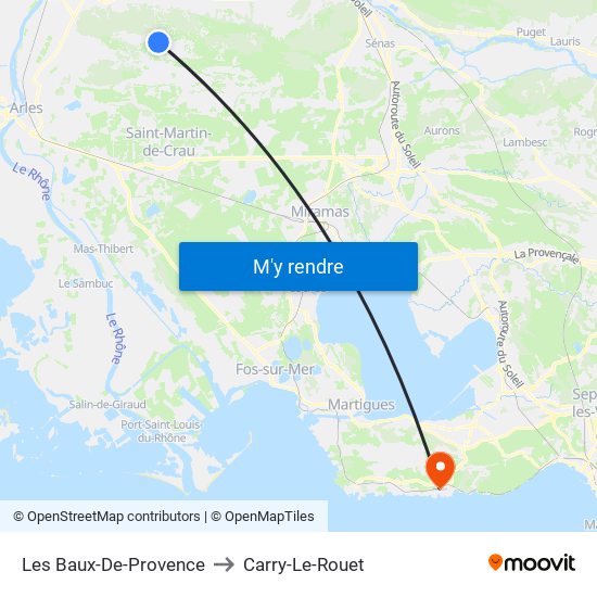 Les Baux-De-Provence to Carry-Le-Rouet map