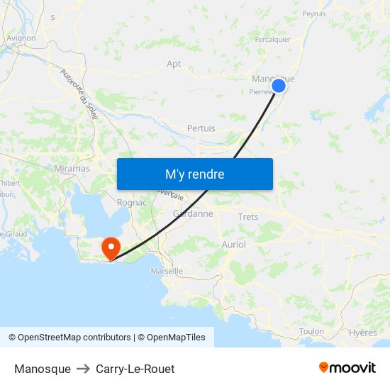 Manosque to Carry-Le-Rouet map