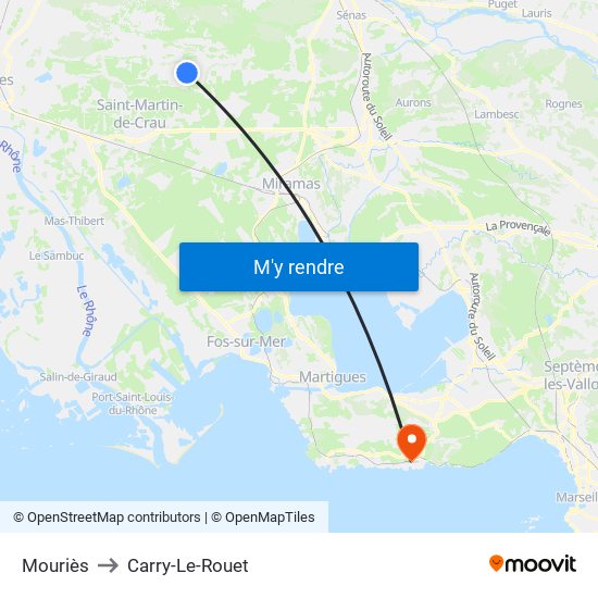 Mouriès to Carry-Le-Rouet map