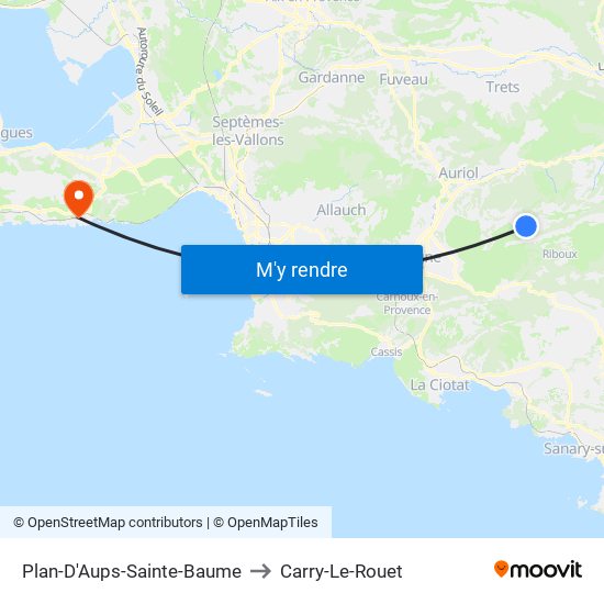 Plan-D'Aups-Sainte-Baume to Carry-Le-Rouet map
