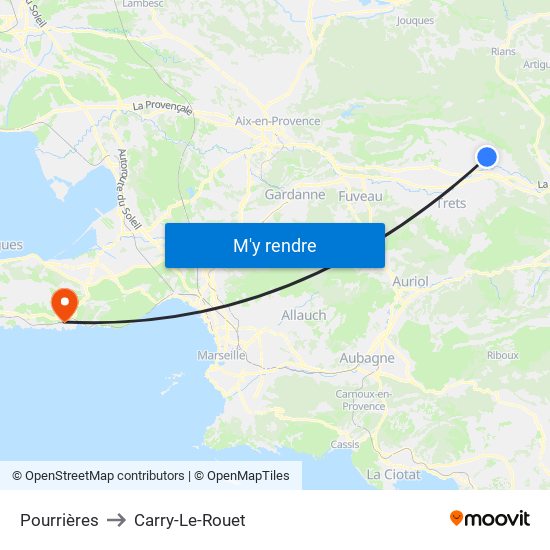 Pourrières to Carry-Le-Rouet map