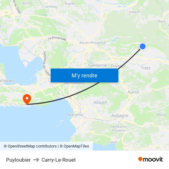 Puyloubier to Carry-Le-Rouet map