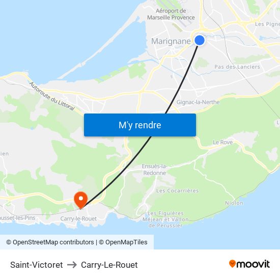 Saint-Victoret to Carry-Le-Rouet map