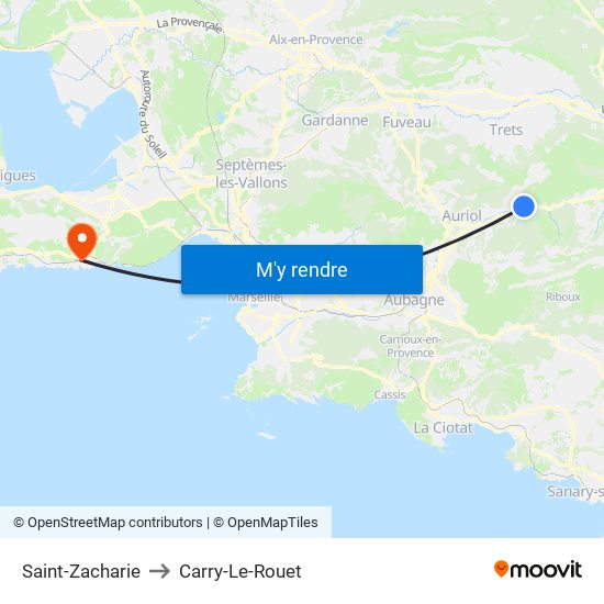 Saint-Zacharie to Carry-Le-Rouet map