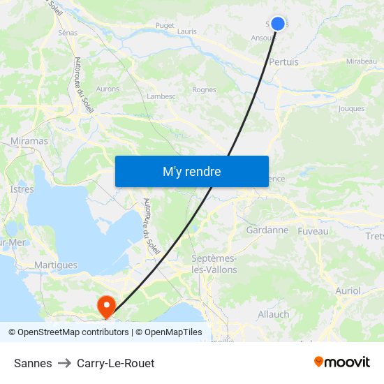 Sannes to Carry-Le-Rouet map