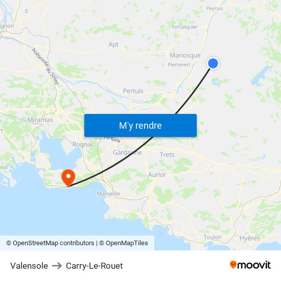 Valensole to Carry-Le-Rouet map