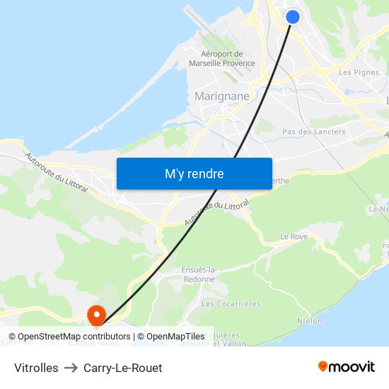 Vitrolles to Carry-Le-Rouet map