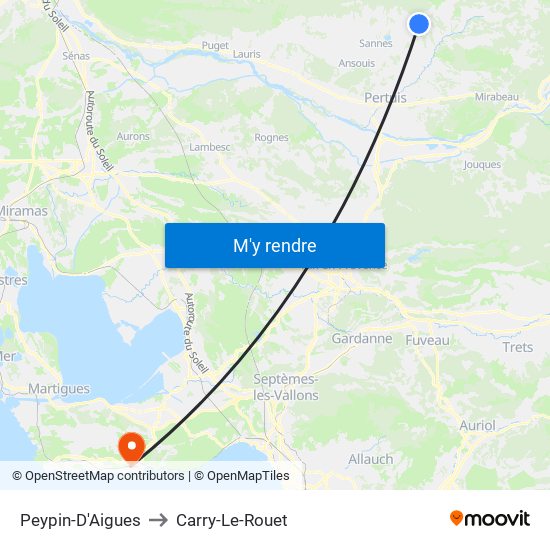 Peypin-D'Aigues to Carry-Le-Rouet map