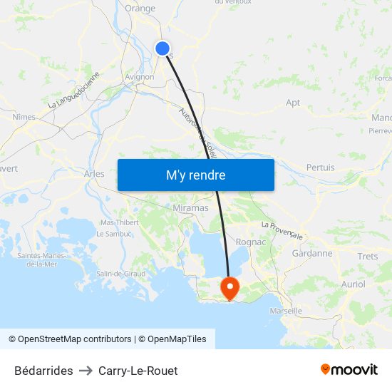 Bédarrides to Carry-Le-Rouet map