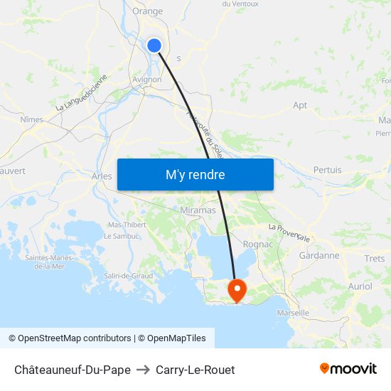 Châteauneuf-Du-Pape to Carry-Le-Rouet map