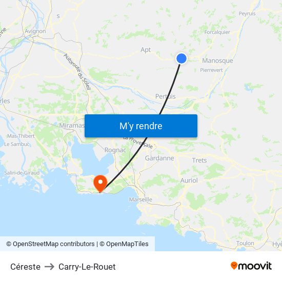 Céreste to Carry-Le-Rouet map
